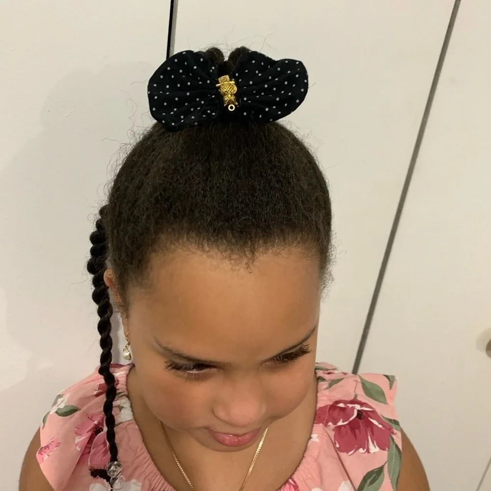 Girls set Black polka dots Tote Bag with Hair bow - Picture 8 of 9